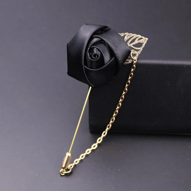 LKY Fr Boutonniere Corsage Wedding Boutonniere Pin for Men Women Silk Buttonhole Groomsmen Party Prom Suit Accessories Brooches