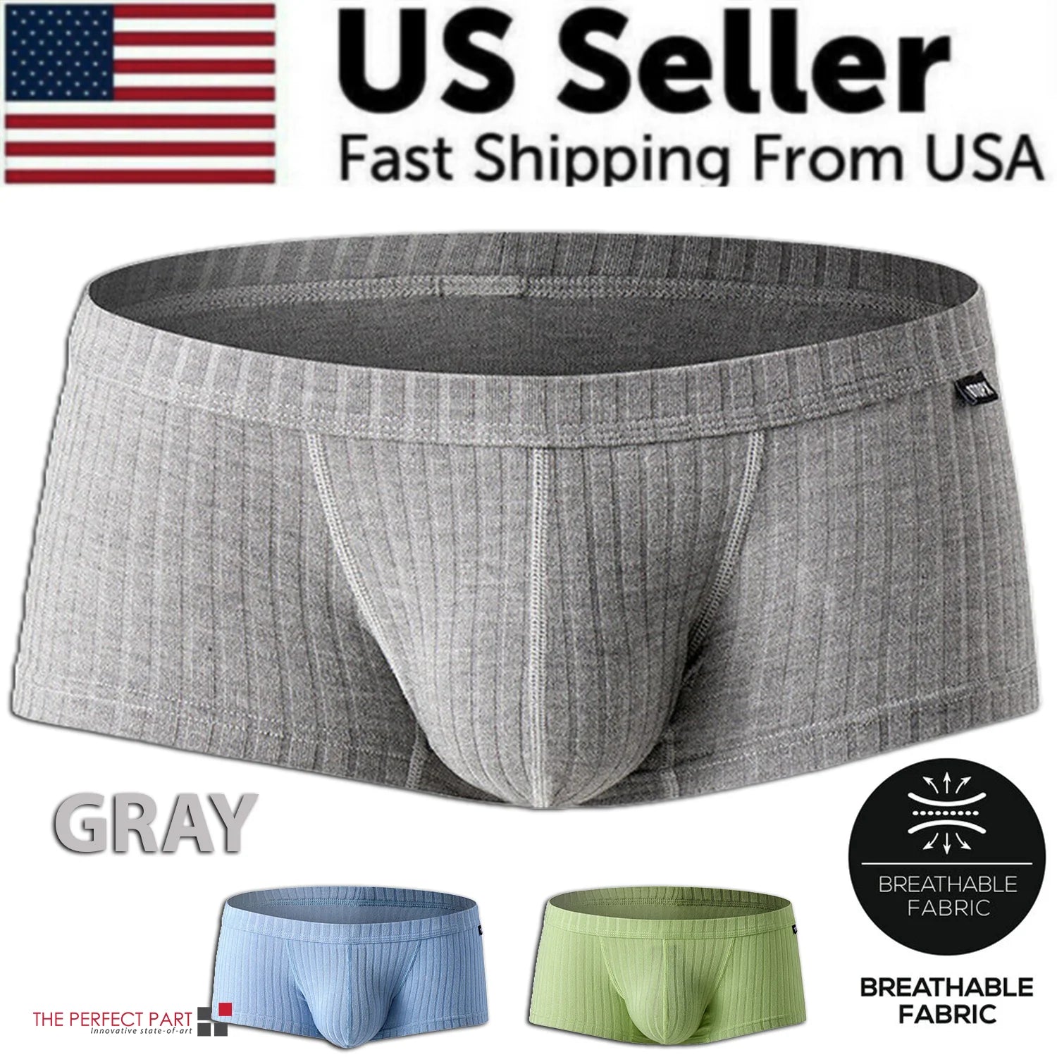Men'S Sexy Underwear Low Waist Briefs U Pouch Boxers Striped Shorts Underpants