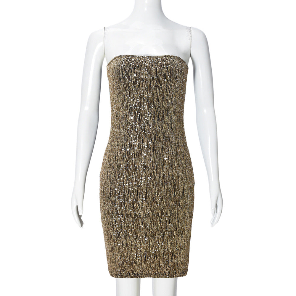 Sequin Sexy Chest Wrap Dress for Women