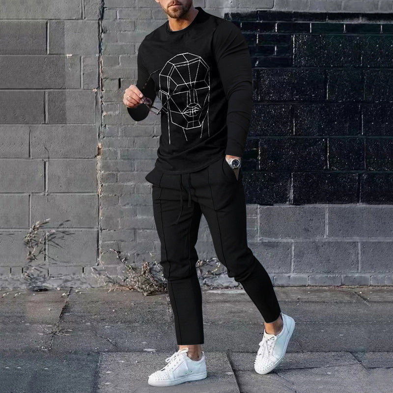 Men's Casual 3D Printed Sweater and Sweatpants Set