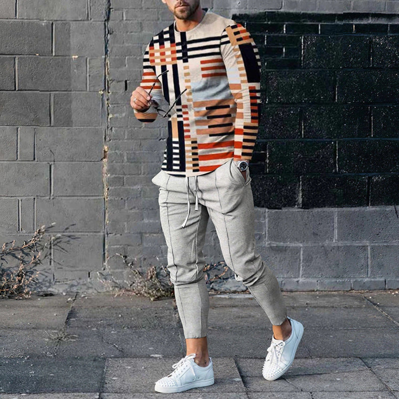 Men's Casual 3D Printed Sweater and Sweatpants Set