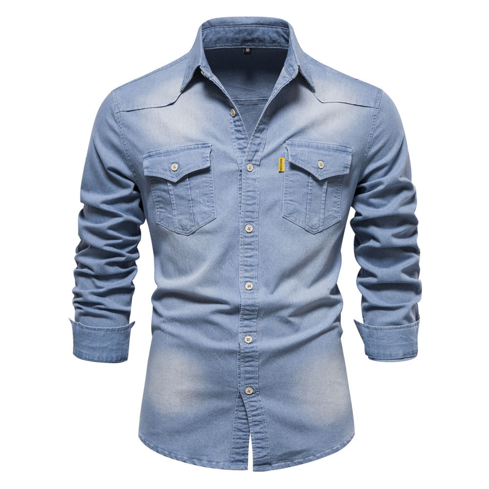 Men's Non-Iron Cotton Long Sleeve Shirt Slim Fit Casual Solid Color