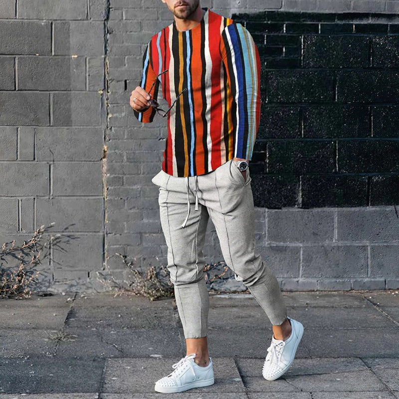 Men's Casual 3D Printed Sweater and Sweatpants Set