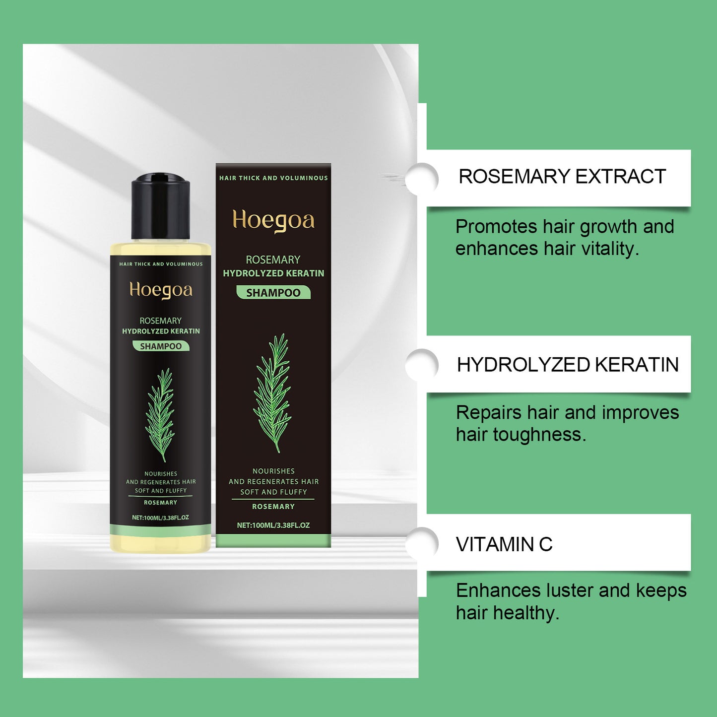 Hoegoa Rosemary Thickening Shampoo for Hair Repair and Oil Control