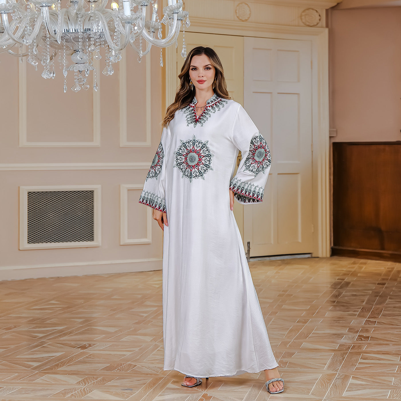 Embroidered Loose Fit Abaya Dress for Women