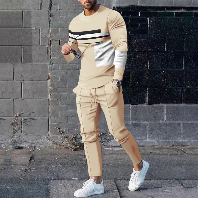 Men's Casual 3D Printed Sweater and Sweatpants Set