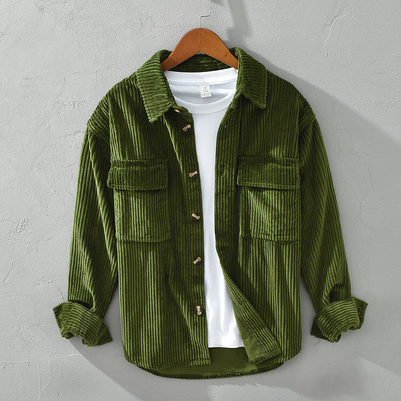 Men's Corduroy Long Sleeve Shirt Casual Loose Jacket