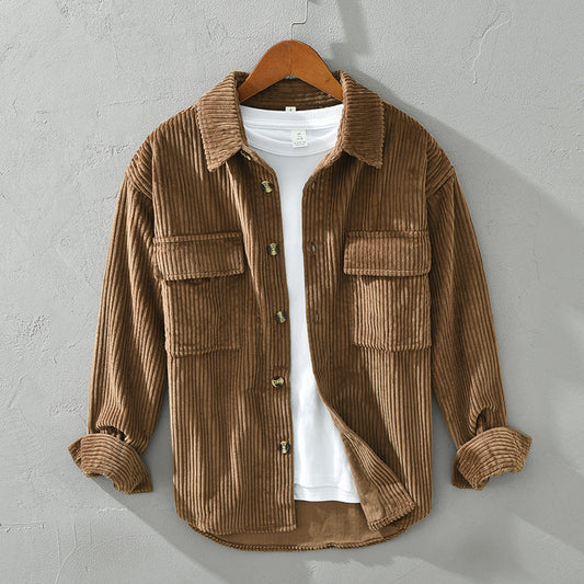 Men's Corduroy Long Sleeve Shirt Casual Loose Jacket