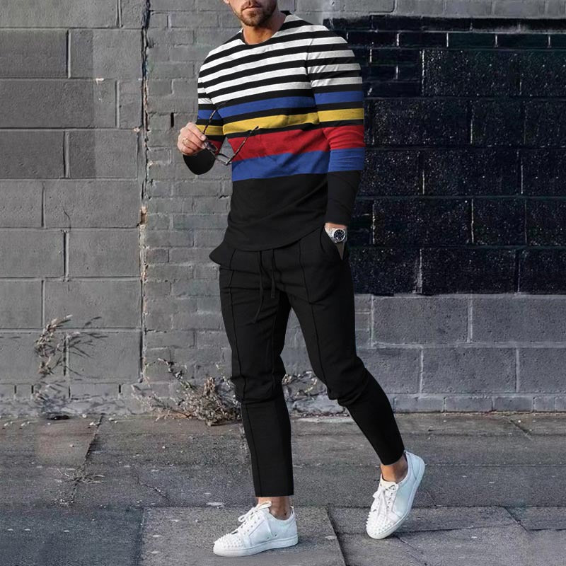 Men's Casual 3D Printed Sweater and Sweatpants Set