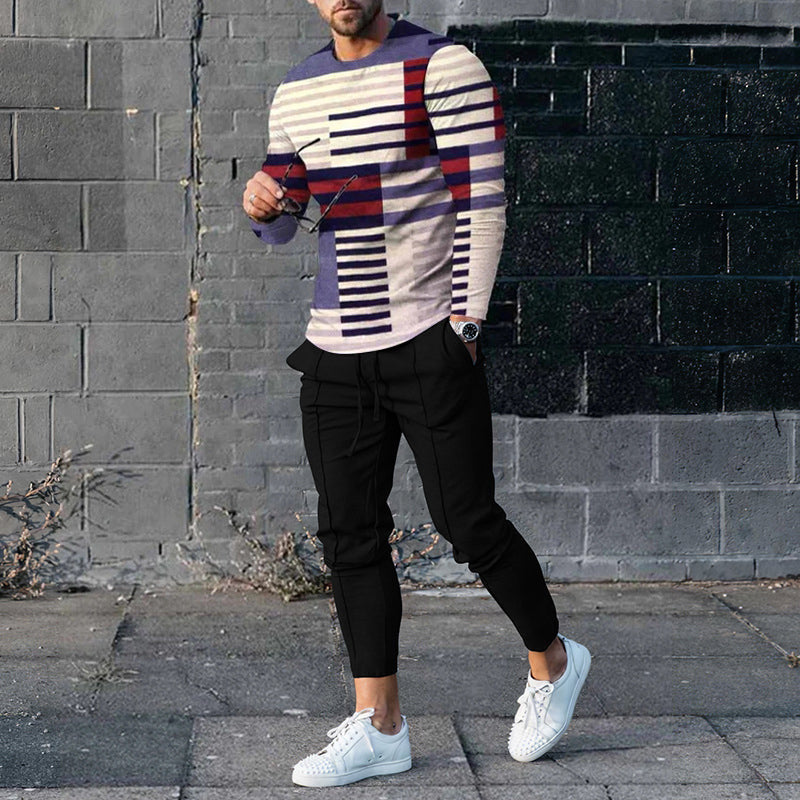 Men's Casual 3D Printed Sweater and Sweatpants Set