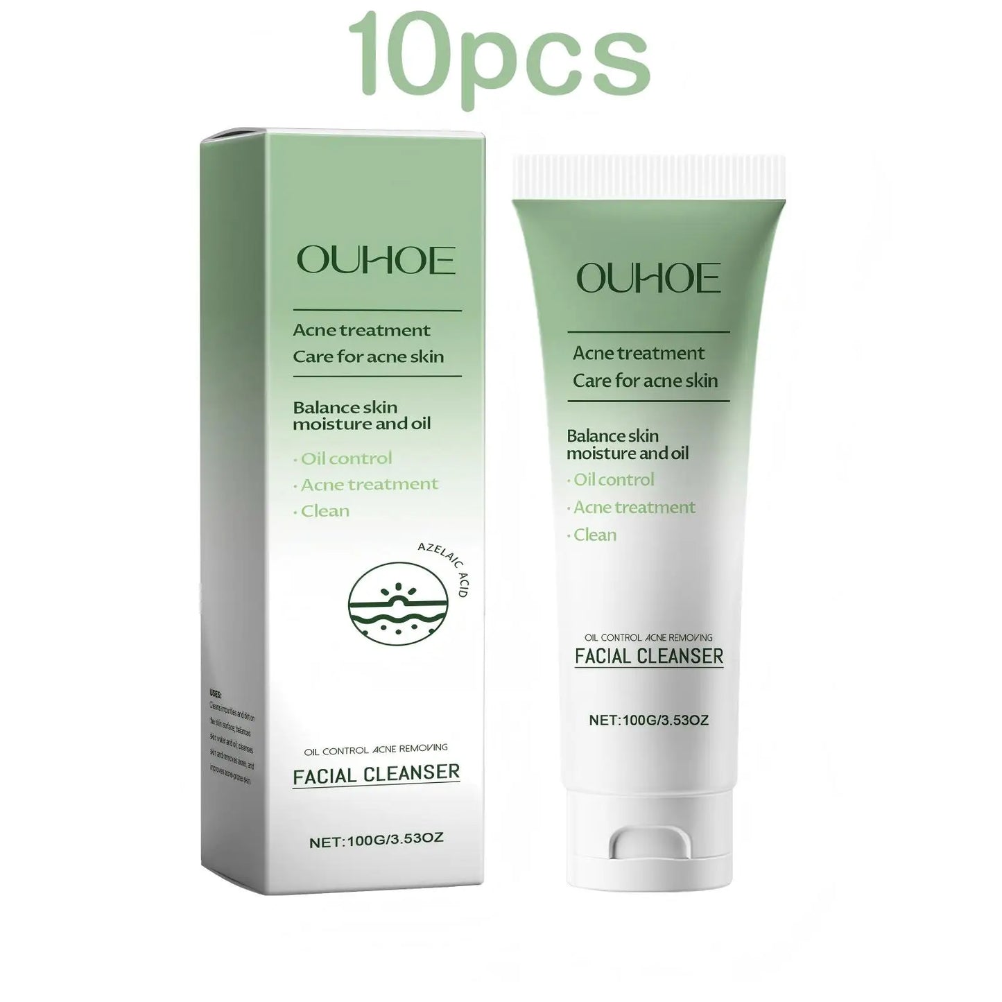 Ouhoe 100g Anti Acne Facial Cleanser Lotion Remove Pimple Clean Pores Oil Control Moisturizing Refreshing Acne Clearing Cleanser