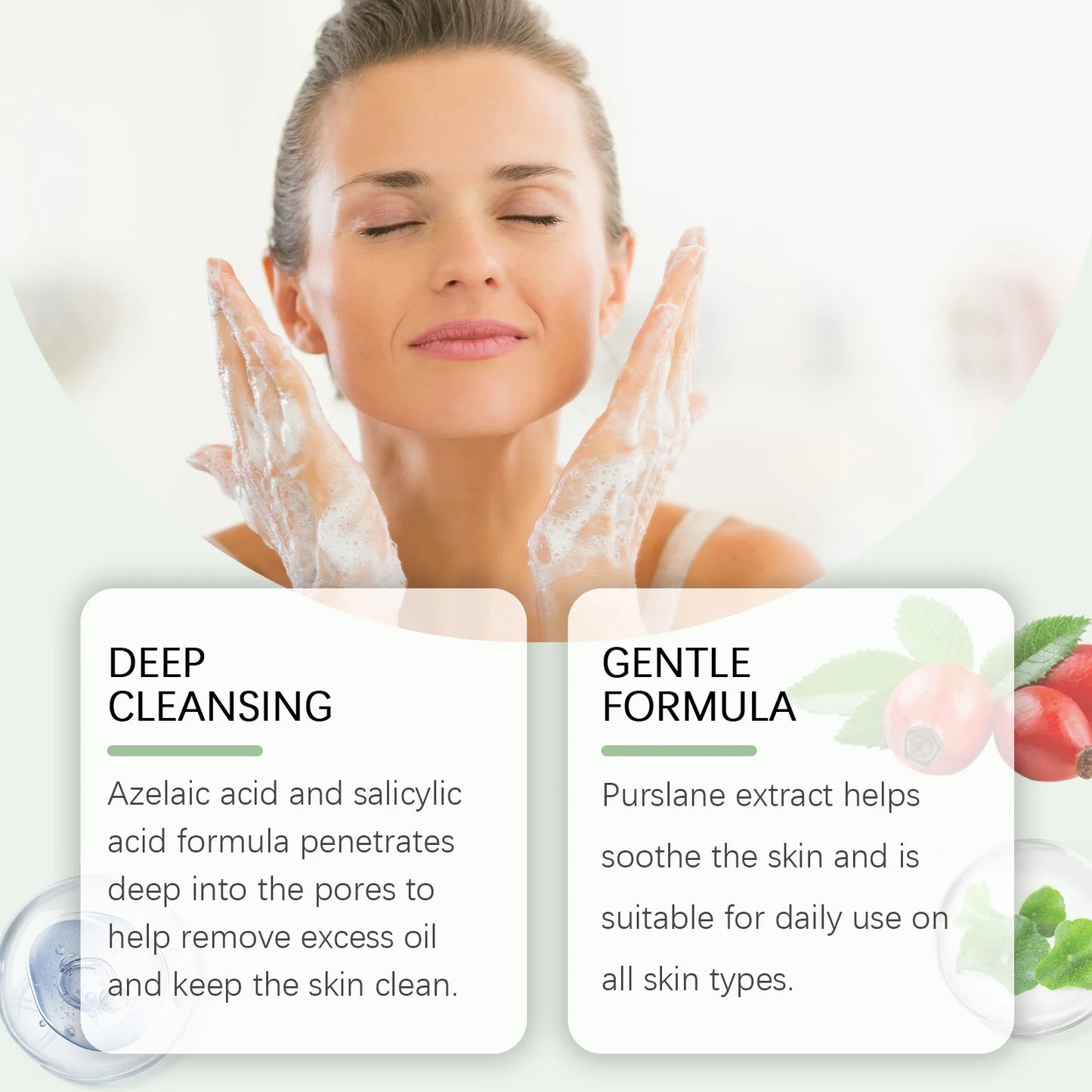 Ouhoe 100g Anti Acne Facial Cleanser Lotion Remove Pimple Clean Pores Oil Control Moisturizing Refreshing Acne Clearing Cleanser
