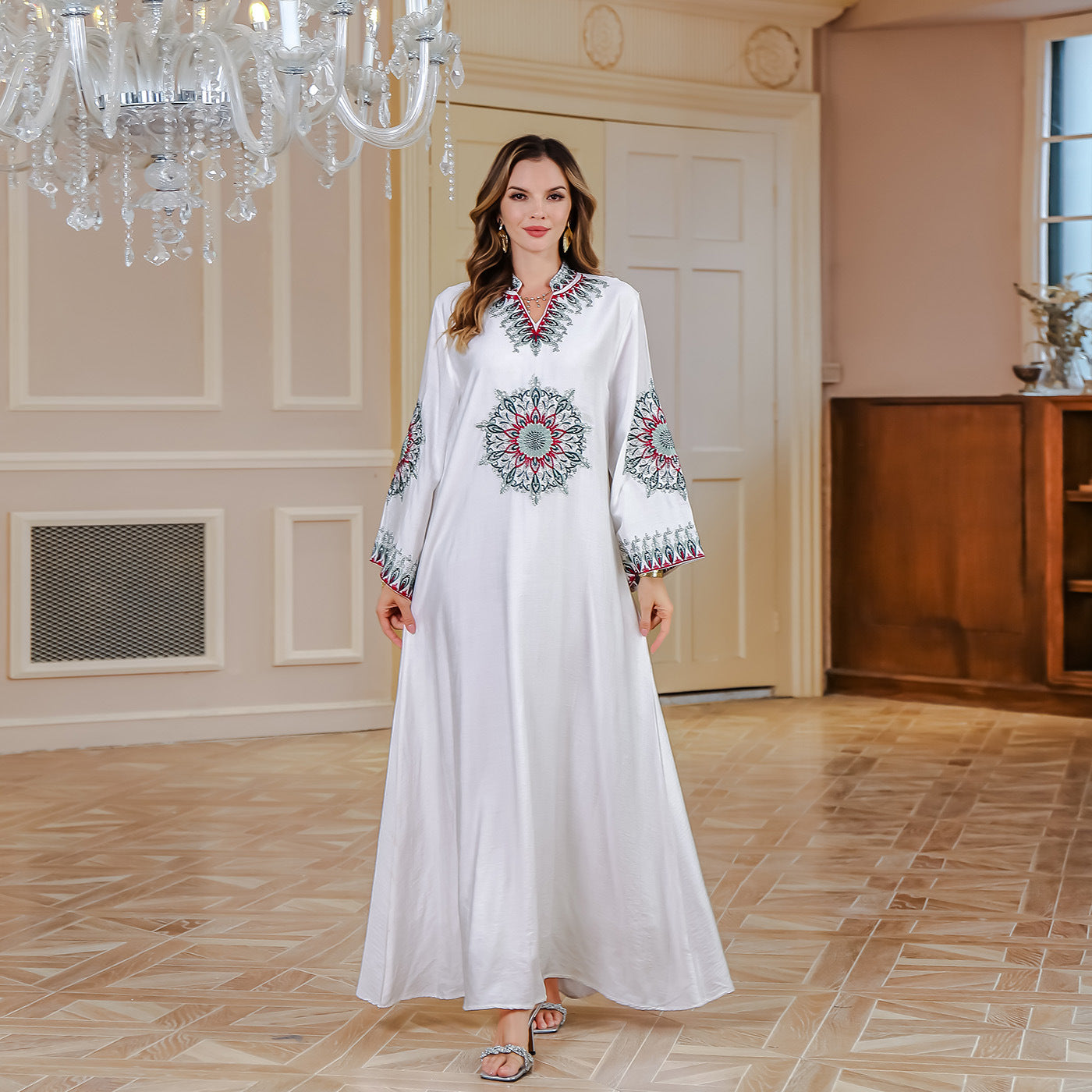 Embroidered Loose Fit Abaya Dress for Women