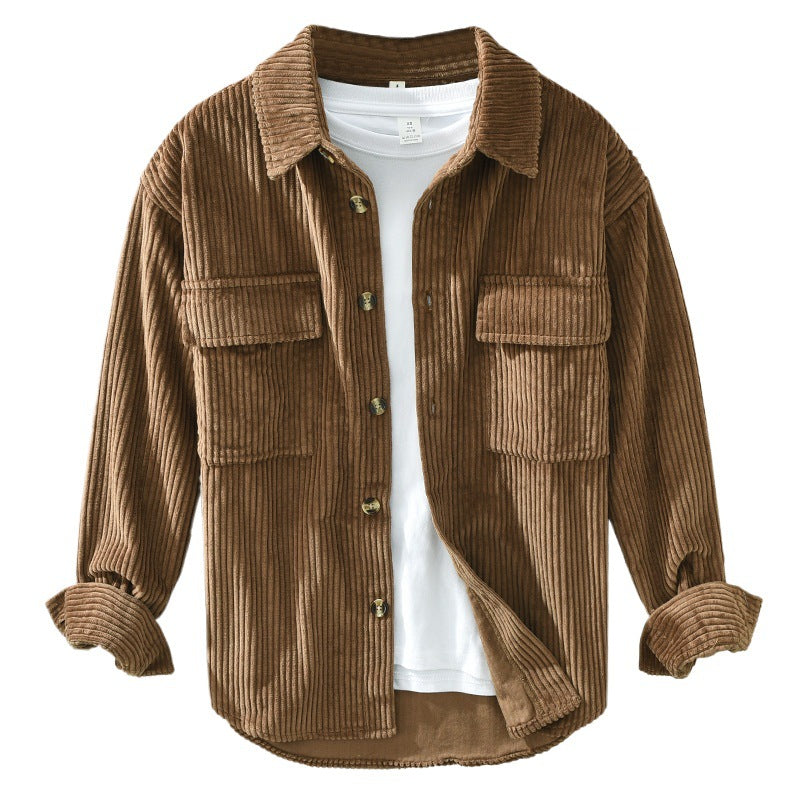 Men's Corduroy Long Sleeve Shirt Casual Loose Jacket