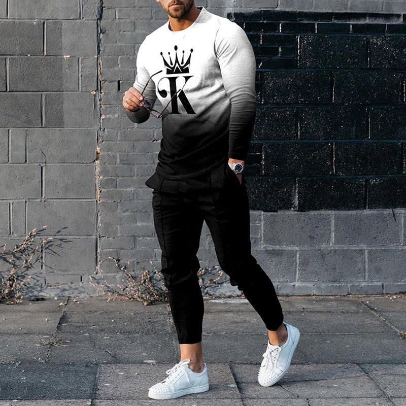Men's Casual 3D Printed Sweater and Sweatpants Set