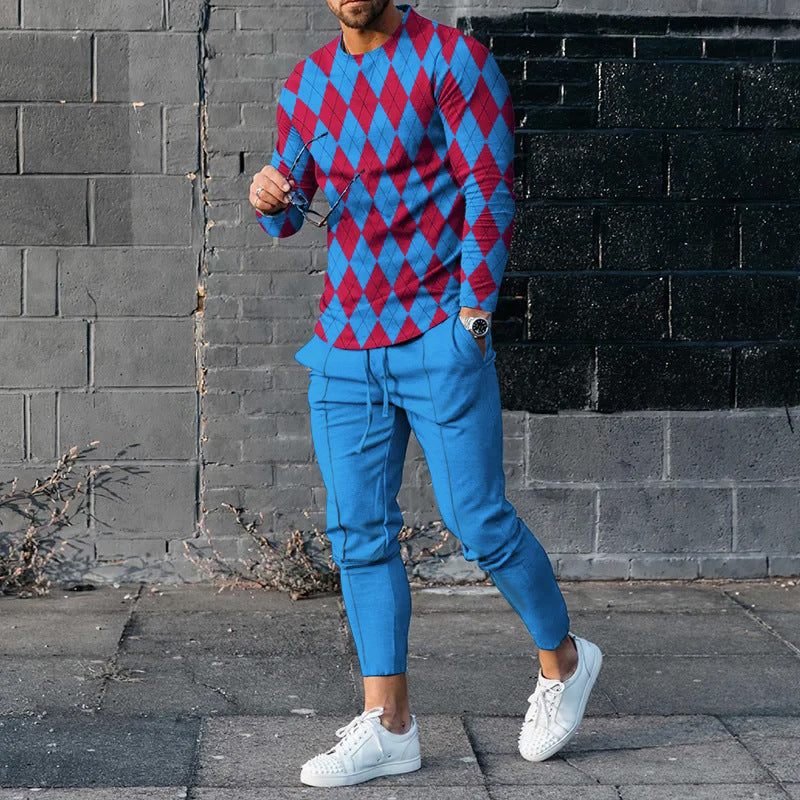 Men's Casual 3D Printed Sweater and Sweatpants Set