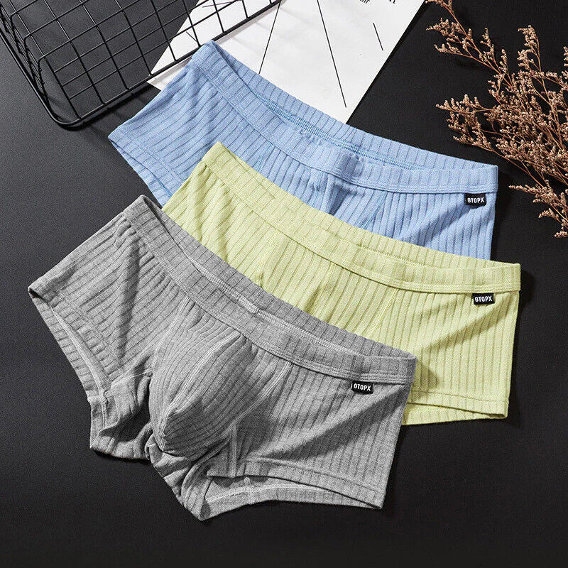 Men'S Sexy Underwear Low Waist Briefs U Pouch Boxers Striped Shorts Underpants