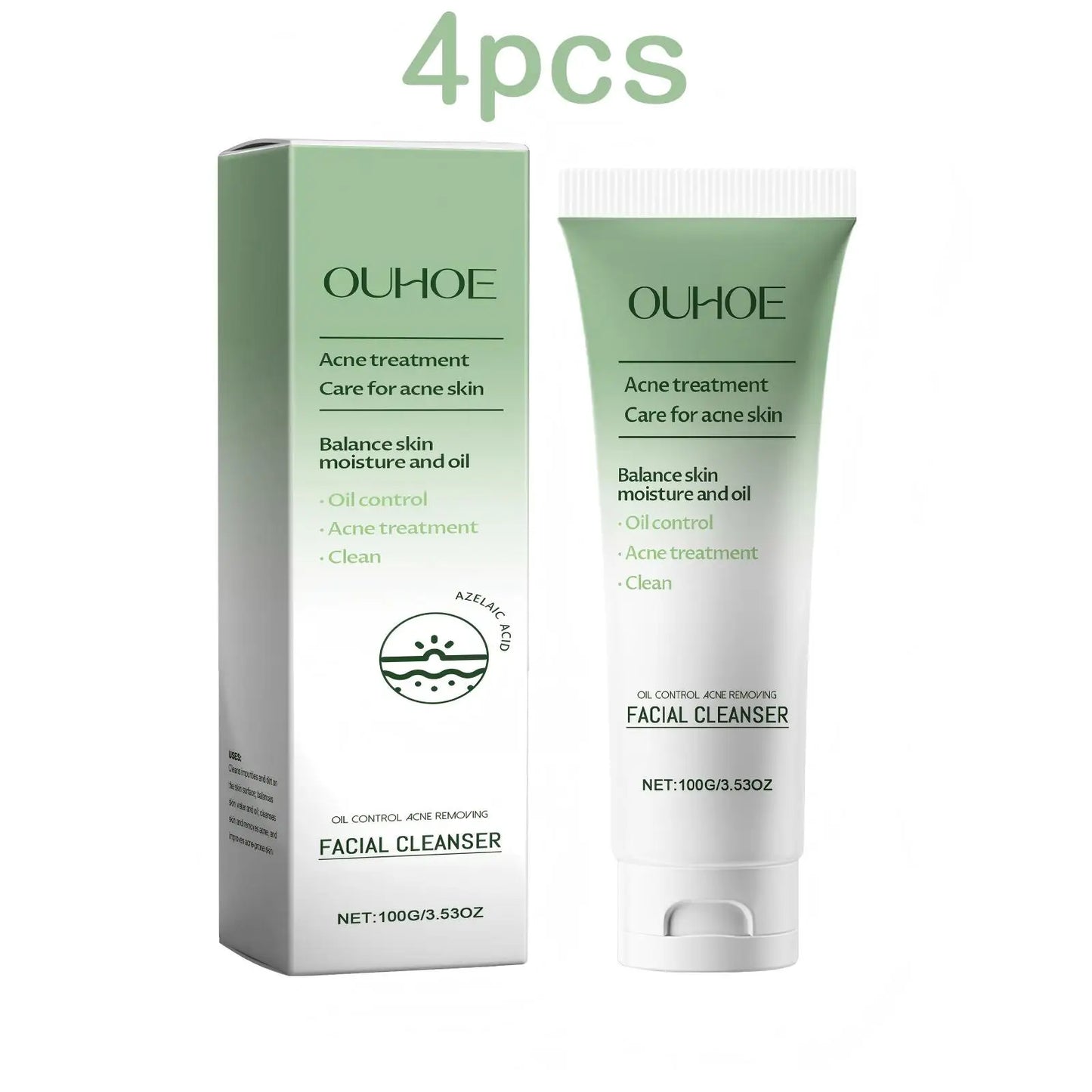 Ouhoe 100g Anti Acne Facial Cleanser Lotion Remove Pimple Clean Pores Oil Control Moisturizing Refreshing Acne Clearing Cleanser