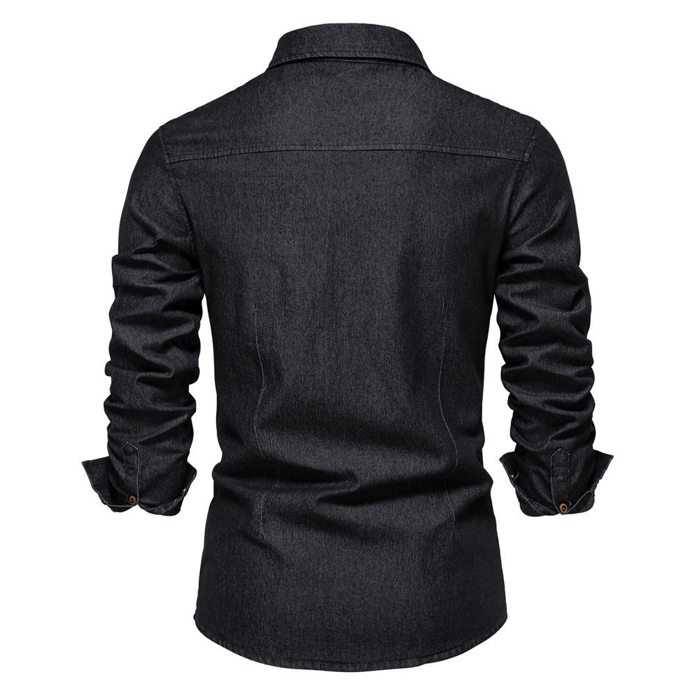 Men's Non-Iron Cotton Long Sleeve Shirt Slim Fit Casual Solid Color