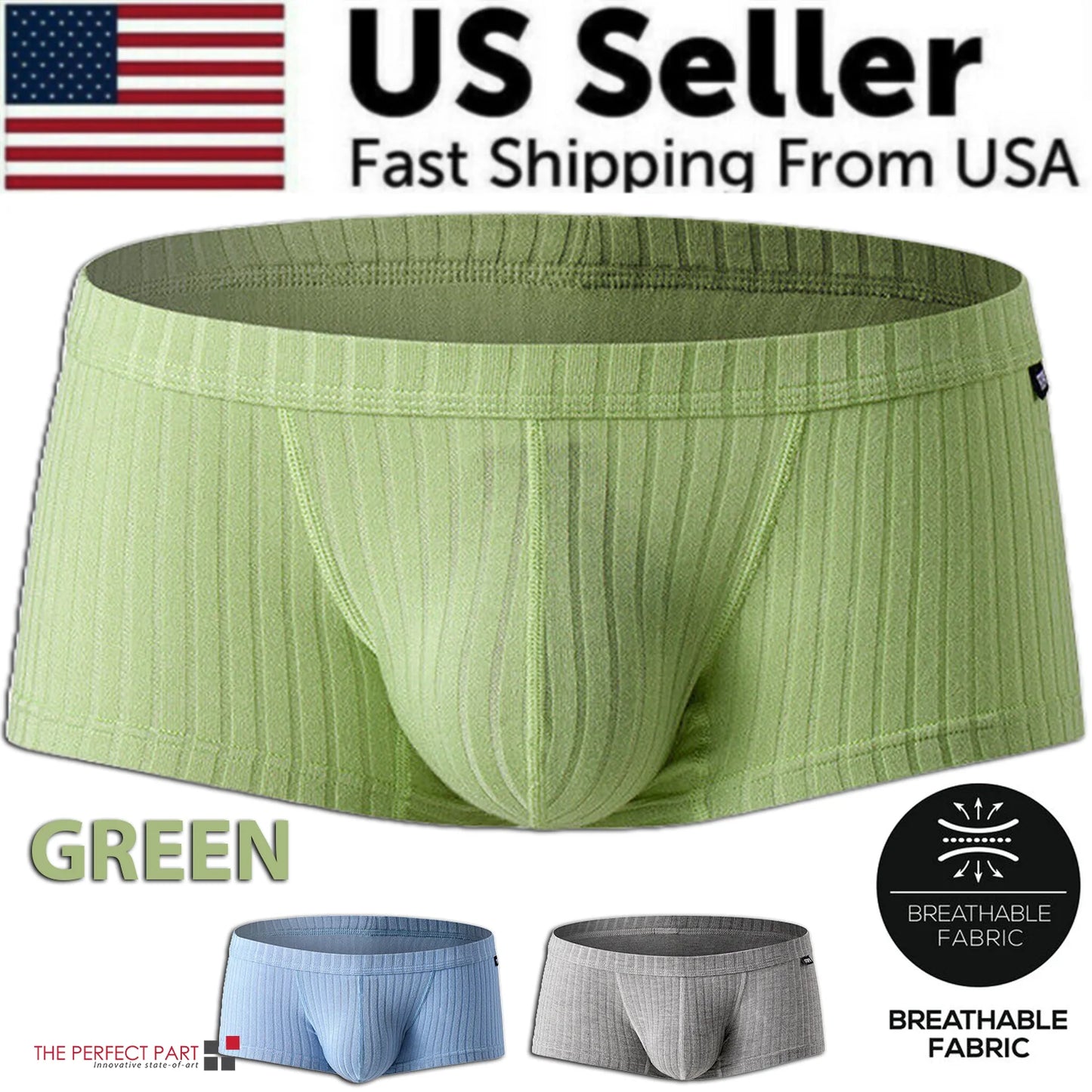 Men'S Sexy Underwear Low Waist Briefs U Pouch Boxers Striped Shorts Underpants