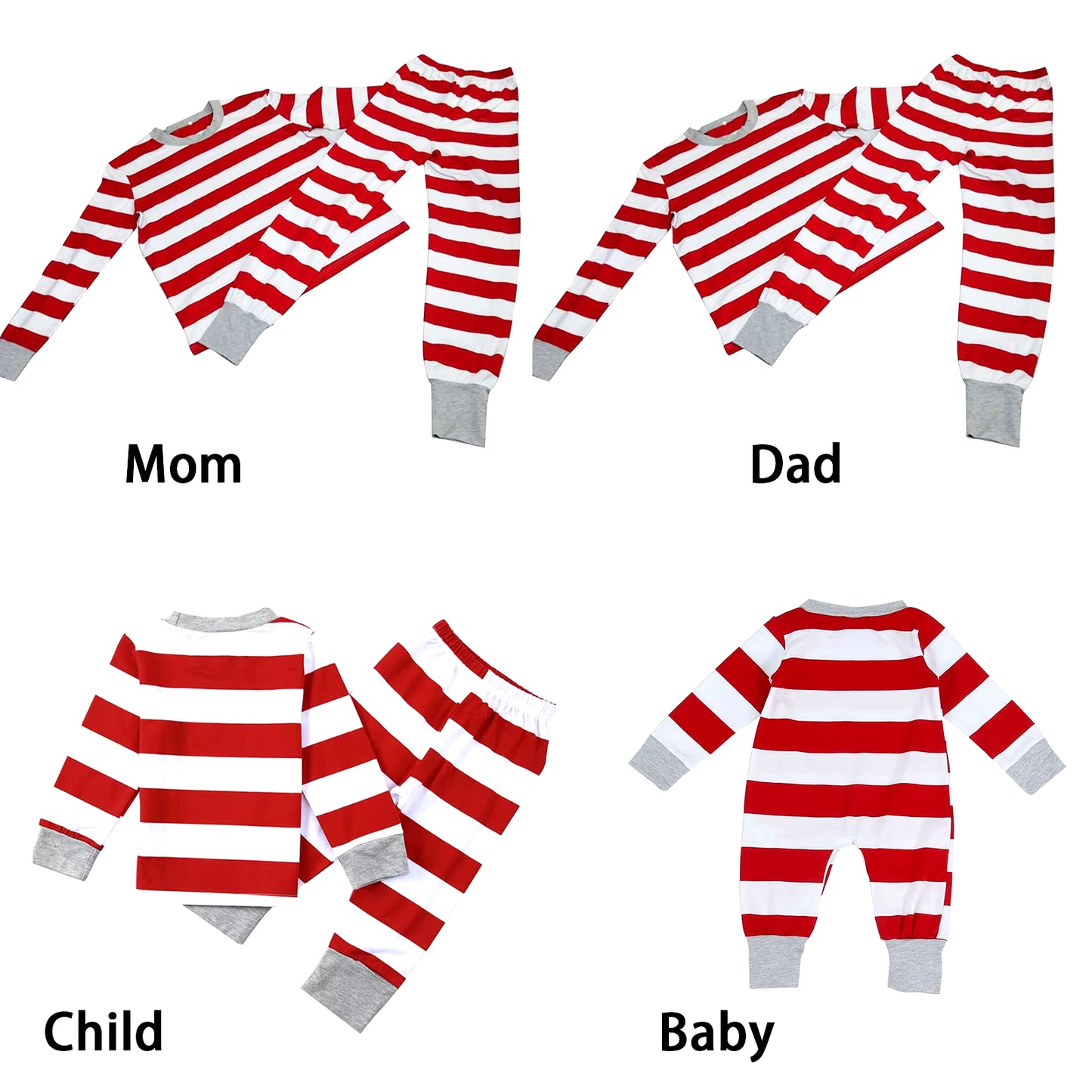 New Christmas Family Pajamas Set Long Sleeve Tops with Pants for Women Men Stripe Design Christmas Sleepwear Set Pyjama Femme