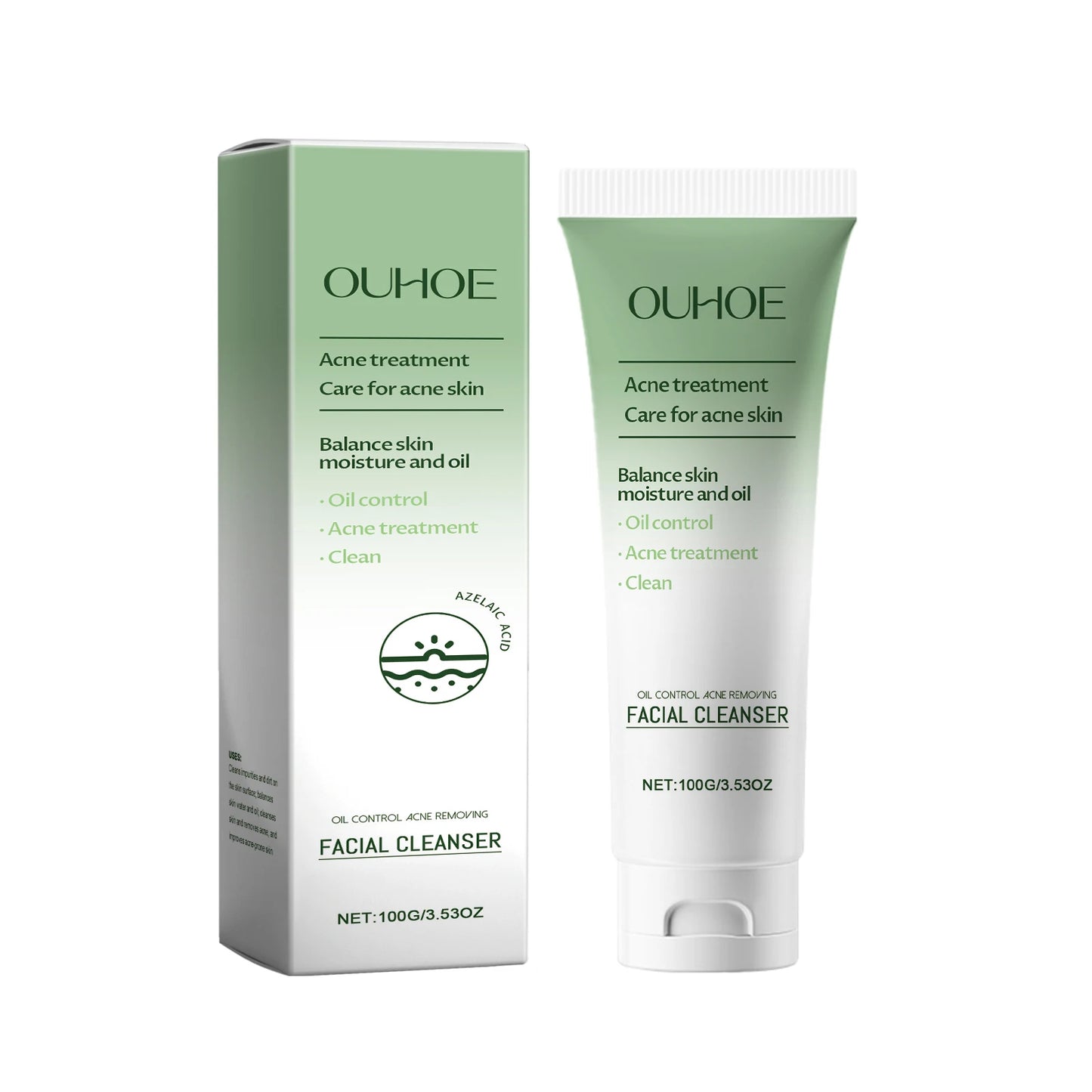 Ouhoe 100g Anti Acne Facial Cleanser Lotion Remove Pimple Clean Pores Oil Control Moisturizing Refreshing Acne Clearing Cleanser