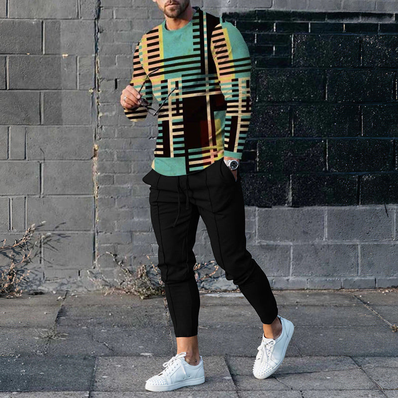 Men's Casual 3D Printed Sweater and Sweatpants Set
