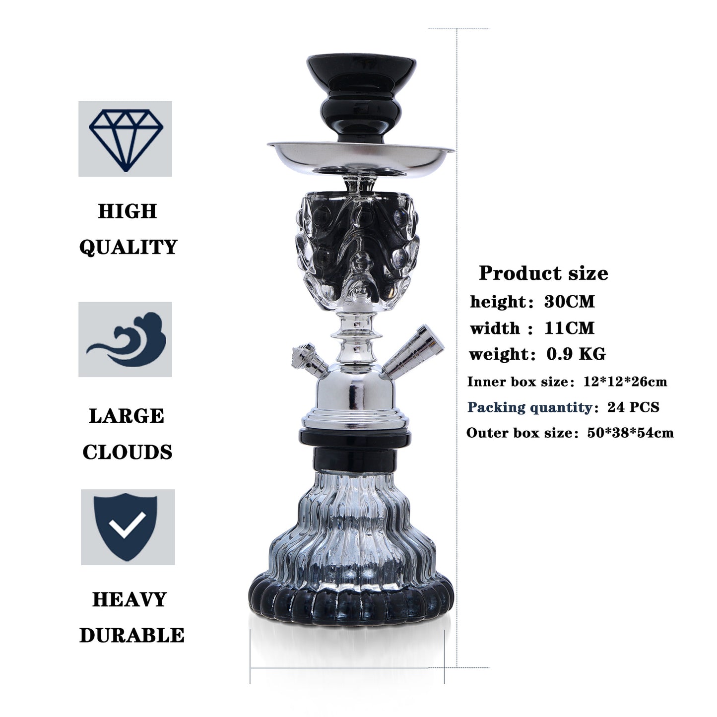 Bar single and double tube glass hookah