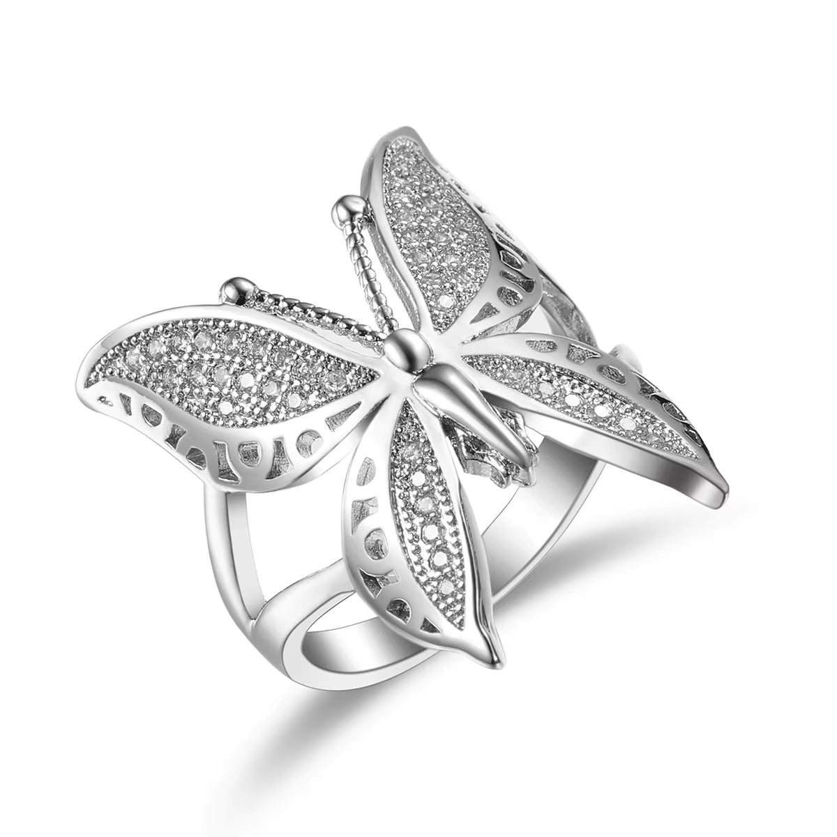 Fashion Female Rings 925 Sterling Silver Hollown Butterfly Shaped Opening Rings for Women Promise Love Wedding Jewelry Anillos