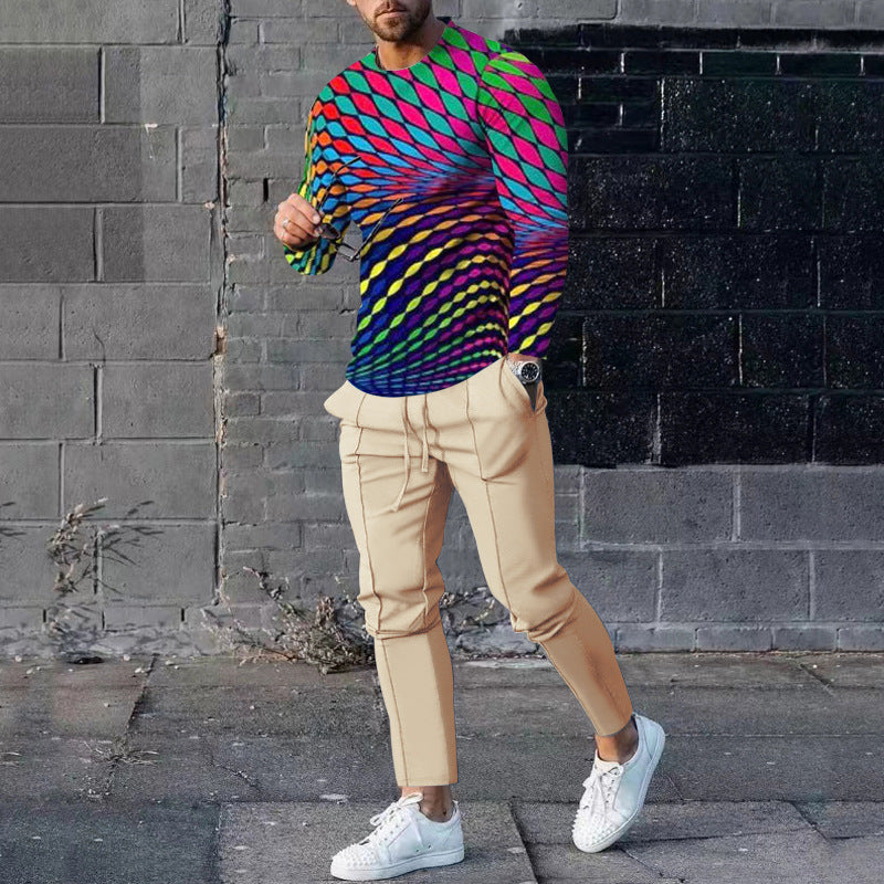 Men's Casual 3D Printed Sweater and Sweatpants Set