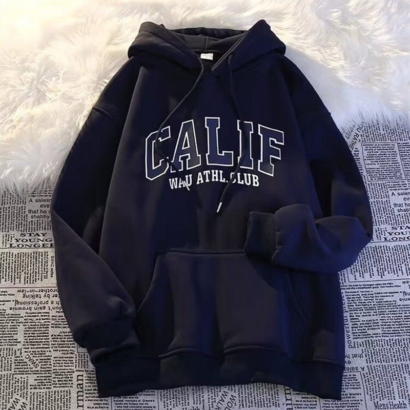 A man in a thickened and fleece hoodie