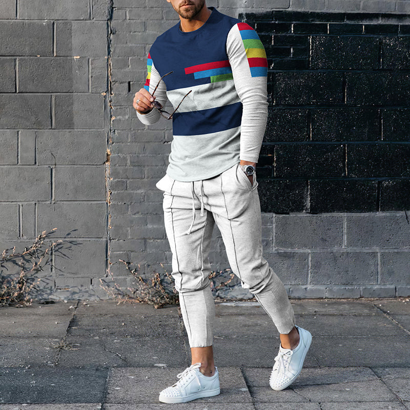 Men's Casual 3D Printed Sweater and Sweatpants Set