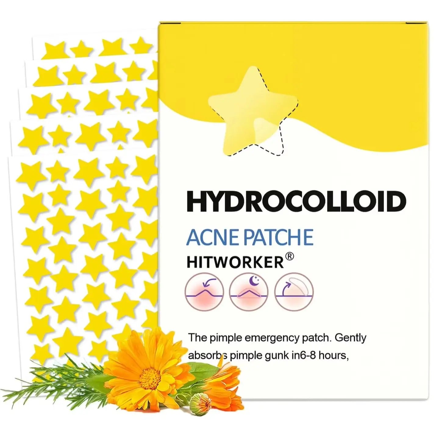 400/200 pieces/box yellow star shaped face acne patch, mild and non irritating hydrogel acne patch, necessary to cover acne
