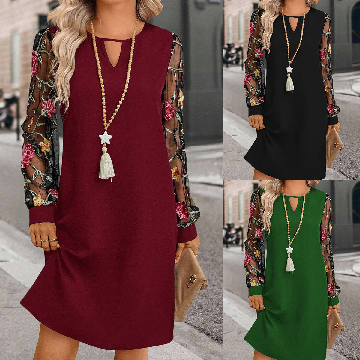 Round-neck lace dress