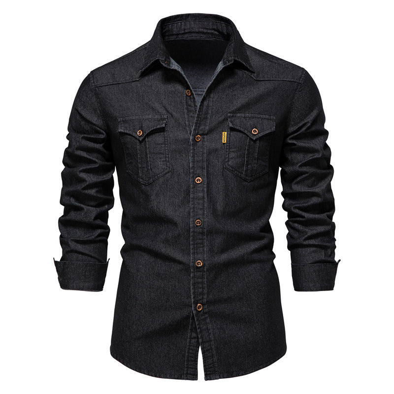 Men's Non-Iron Cotton Long Sleeve Shirt Slim Fit Casual Solid Color