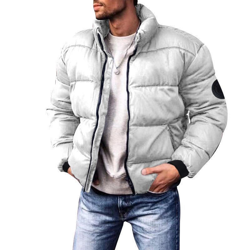 Men's Stand Collar Thickened Polyester Cotton Jacket