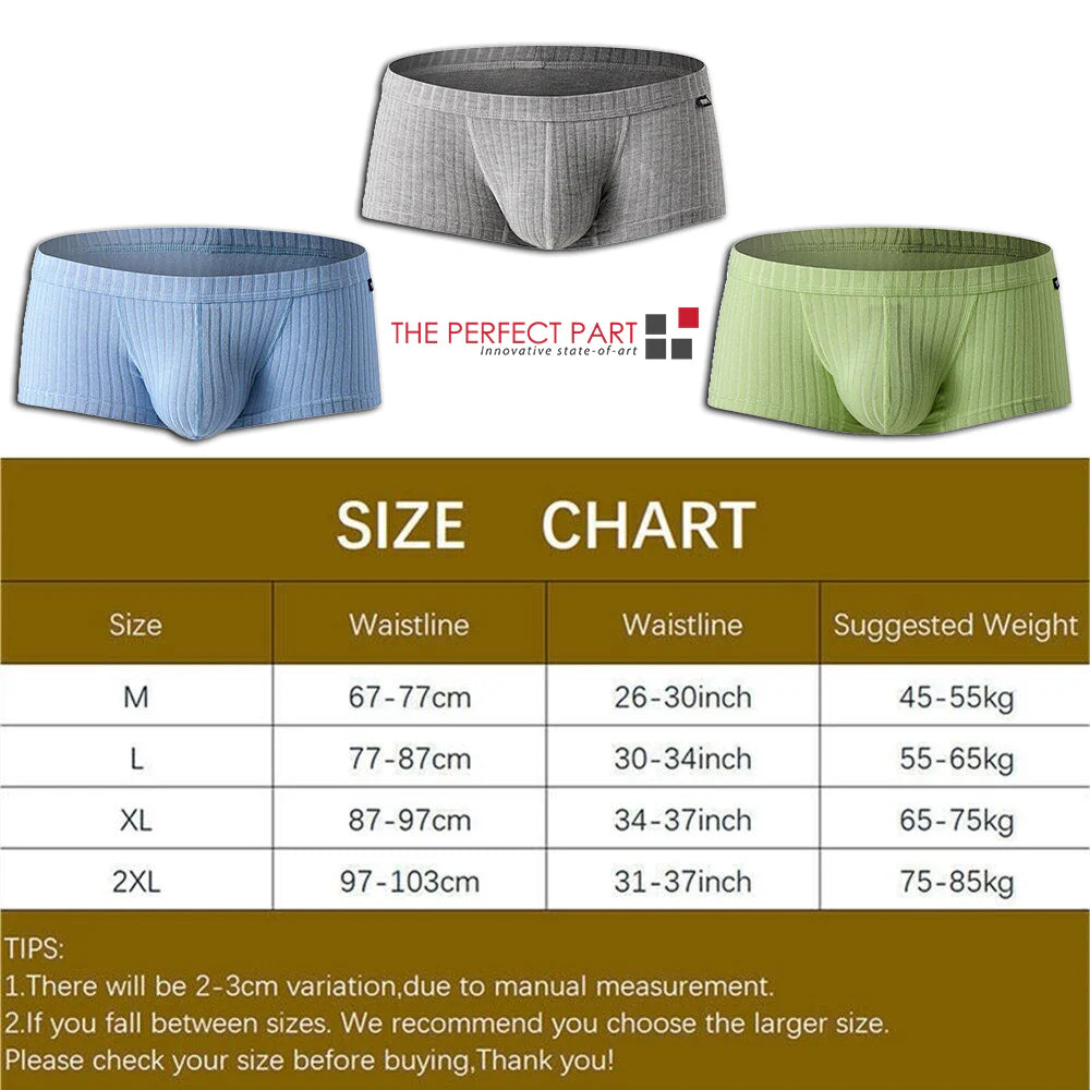 Men'S Sexy Underwear Low Waist Briefs U Pouch Boxers Striped Shorts Underpants