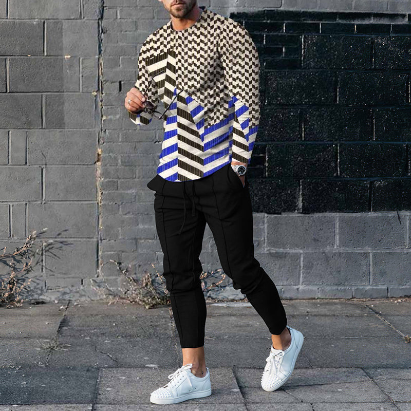 Men's Casual 3D Printed Sweater and Sweatpants Set