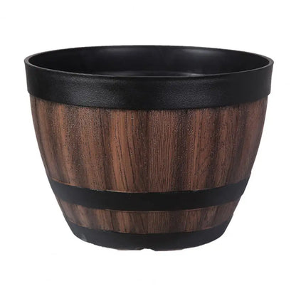 Flowerpot Imitation Barrel Resin Flowerpot Creative Plastic Whiskey Barrel Shape Large Green Planting Pot Flowerpot Home Decor