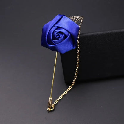 LKY Fr Boutonniere Corsage Wedding Boutonniere Pin for Men Women Silk Buttonhole Groomsmen Party Prom Suit Accessories Brooches