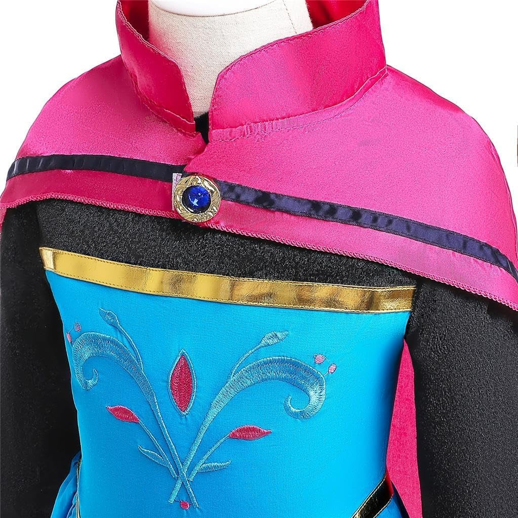 Girls Ice Princess Snow Queen Coronation Dress up Costume with Cape Halloween Christmas Party Outfit