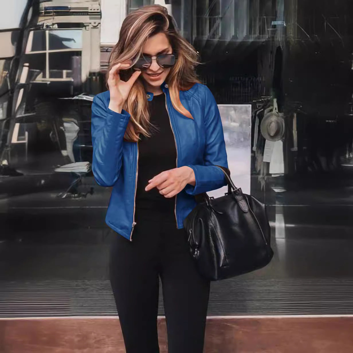 Fashionable leather jackets for women in autumn and winter