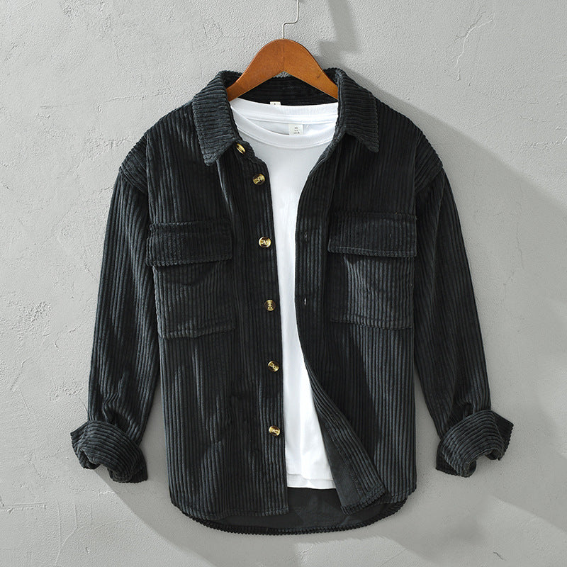 Men's Corduroy Long Sleeve Shirt Casual Loose Jacket