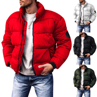 Men's Stand Collar Thickened Polyester Cotton Jacket