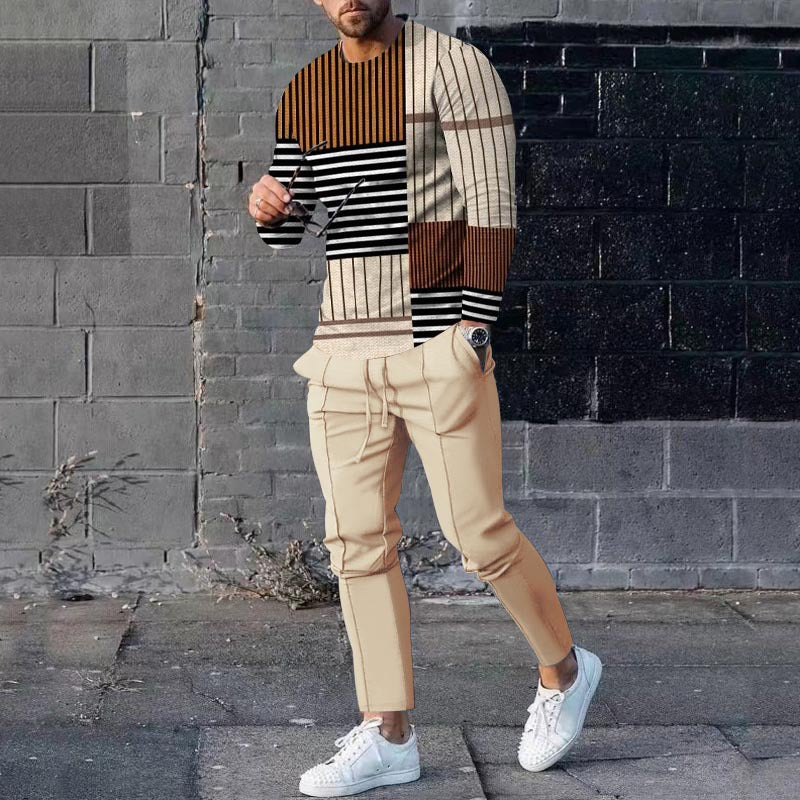 Men's Casual 3D Printed Sweater and Sweatpants Set