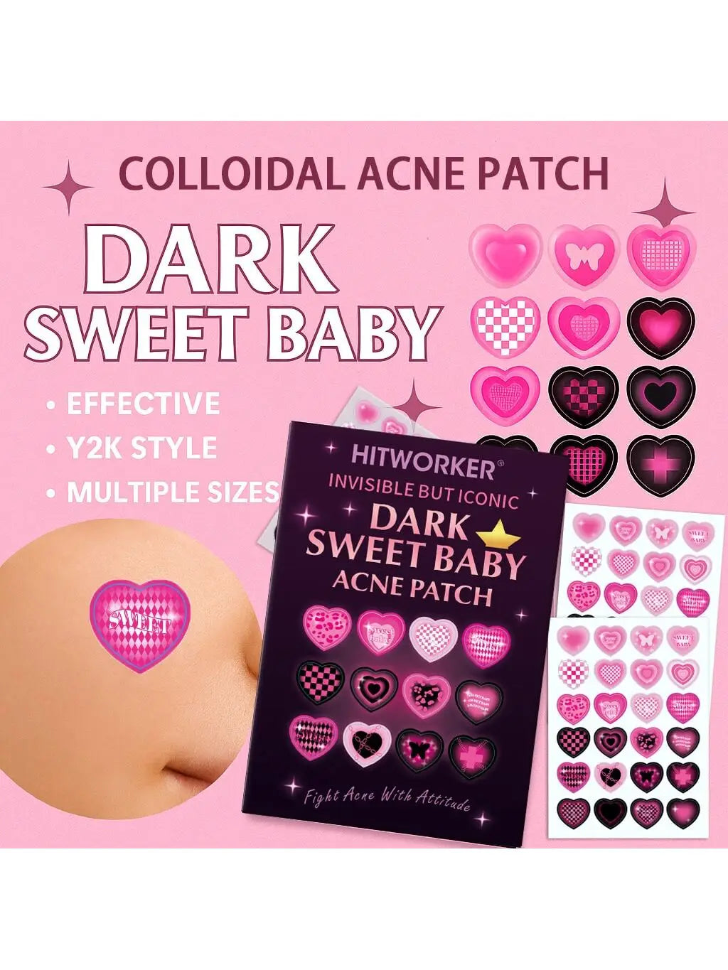 48/120 water-based acne patches, effectively covering acne and blemishes, suitable for music festival party performances