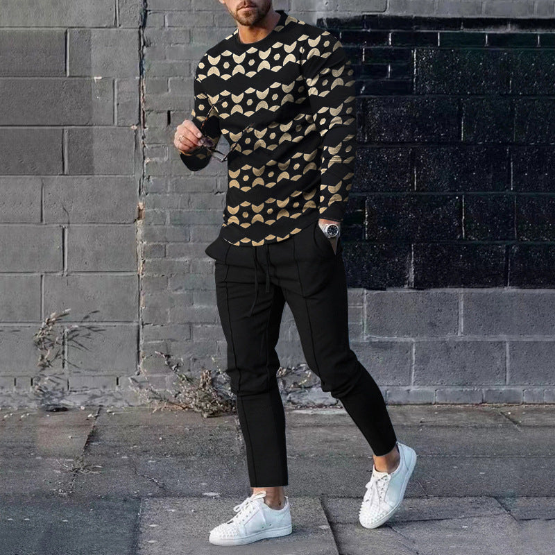 Men's Casual 3D Printed Sweater and Sweatpants Set