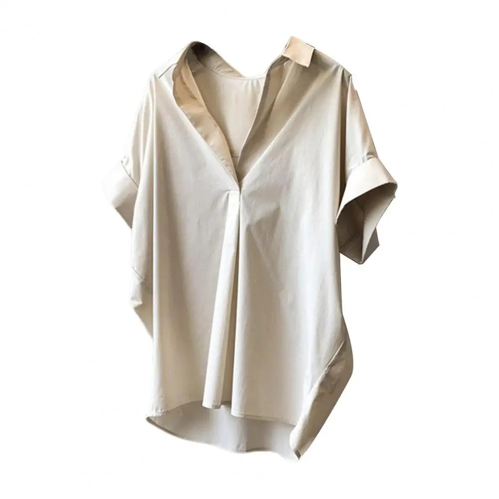 2025 Summer Shirts Women Shirt Fashion Loose Solid Tops Short Sleeved Blouse Casual Solid Buttons Down Blusas
