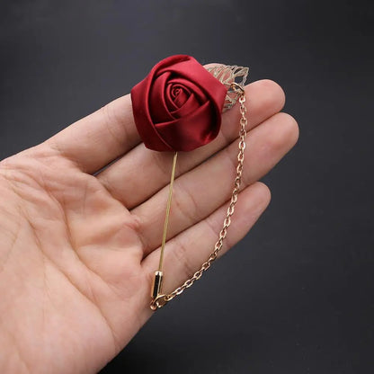 LKY Fr Boutonniere Corsage Wedding Boutonniere Pin for Men Women Silk Buttonhole Groomsmen Party Prom Suit Accessories Brooches