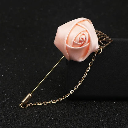 LKY Fr Boutonniere Corsage Wedding Boutonniere Pin for Men Women Silk Buttonhole Groomsmen Party Prom Suit Accessories Brooches